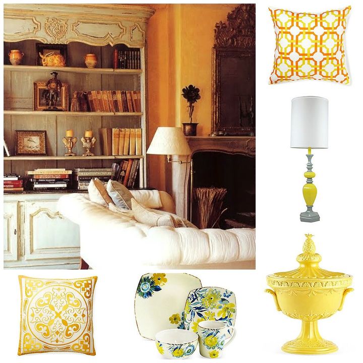 yellow is the it color for 2014, home decor, living room ideas, painted furniture, You can add yellow in lots of ways lamp bases cushions porcelain pieces and even crockery