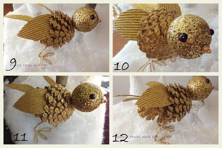pine cone birds diy, crafts, seasonal holiday decor, These birds can stand on their own or add a loop to hang as an ornament