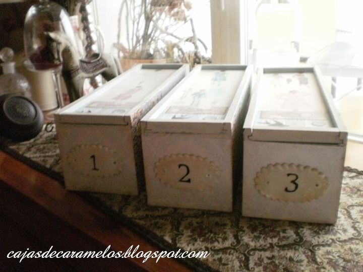 boxes boxes one two three, crafts, decoupage