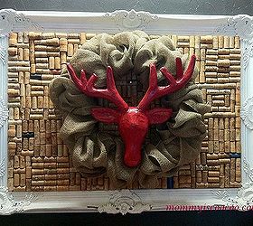make a burlap ribbon wreath decorate one wreath for all seasons, crafts, home decor, Burlap ribbon wreath is just perfect with this spray painted deer head I purchased at Michael s