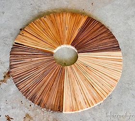 diy stained wood shim starburst mirror, crafts