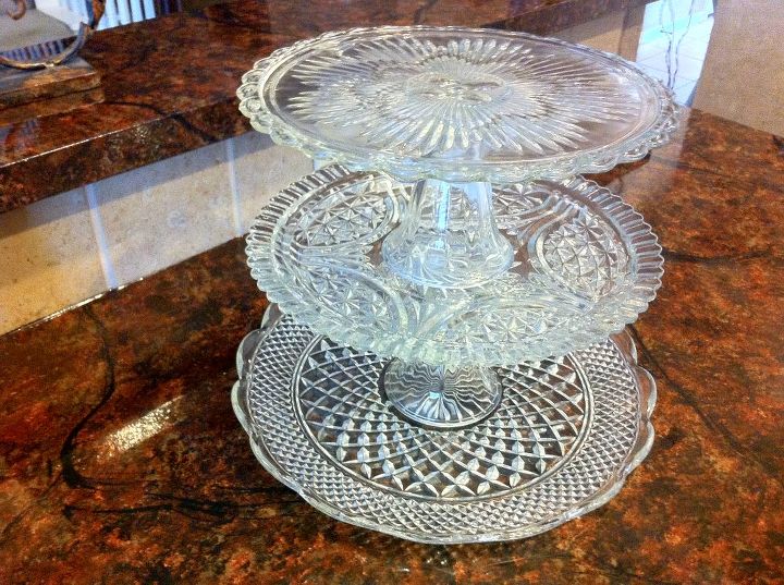 how to make a 3 tier glass stand, crafts, how to, repurposing upcycling, I made this 3 tier glass stand to showcase my appetizers when hosting a party at my home