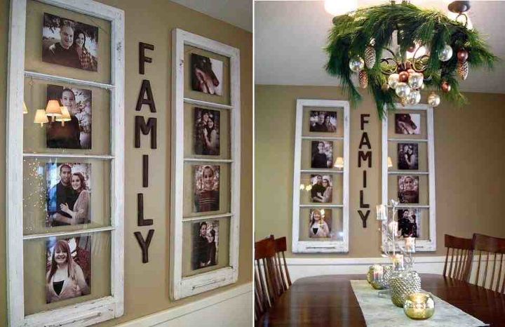 recycle window frames, crafts, home decor, repurposing upcycling, Recycle window frames by placing pictures of your family