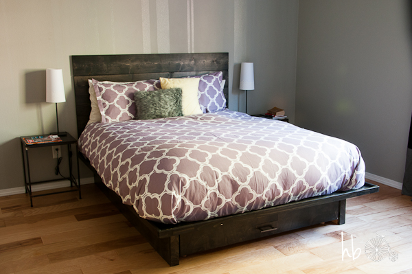 diy headboard for under 50, bedroom ideas, painted furniture, rustic furniture, I stained the boards the same color as the platform dog trundle bed I made for a unified look