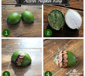 thanksgiving napkin ring craft, seasonal holiday d cor, thanksgiving decorations, 1 Cut your lime in half 2 Paint the inside of the lime 3 Begin adding your pine cone seed in the middle of the lime 4 Continue all the way to the top overlapping the pine cone seeds