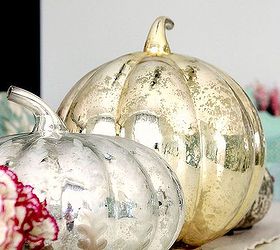 mercury glass pumpkins, seasonal holiday d cor, Gold or silver Etched or speckled