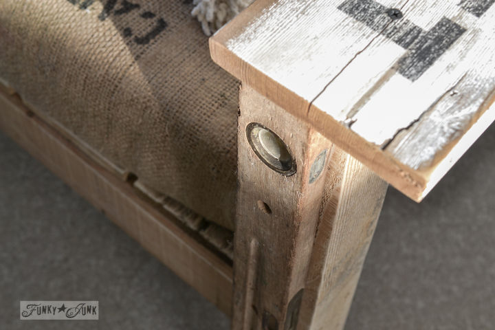 a two pallet chair anyone can build in a jiffy, diy, how to, outdoor furniture, painted furniture, pallet, repurposing upcycling, This leg has an antique level attached This