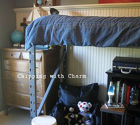 re purposed pallet racking to lofted bed little man cave, bedroom ideas, painted furniture, pallet, repurposing upcycling, Pallet racking to lofted bed