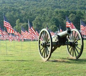q share your unique memorial day decorations honoring our troops, patriotic decor ideas, seasonal holiday decor, This is our local Kennesaw Mountain on the historic civil war battlefield This was actually for 9 11 but a beautiful tribute none the less