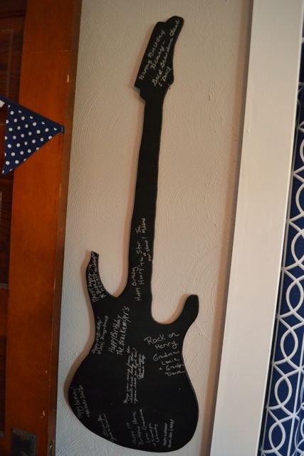 adding personality to our son s room, bedroom ideas, home decor, The guitar was the guestbook from Henry s birthday party
