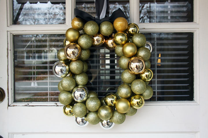diy ornament wreath for less than 10, crafts, seasonal holiday decor, wreaths, Craft your own homemade ornament wreath for less than 10