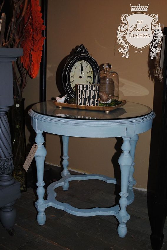 round antique side table, painted furniture, rustic furniture