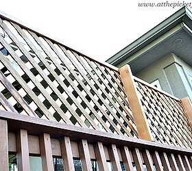 how to add privacy to a deck wood lattice screen, outdoor living, woodworking projects, Support boards in the back attach the lattice to the deck railing