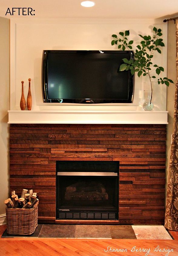 my rustic diy fireplace makeover, fireplaces mantels, home decor, Fireplace After