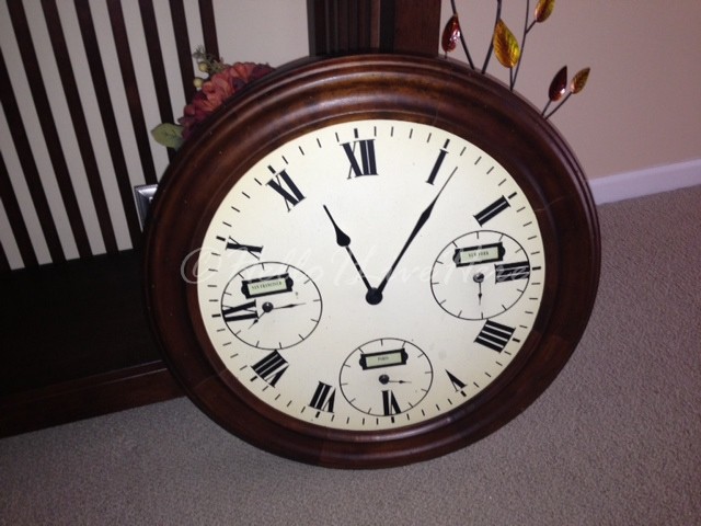 mesa reloj diy, Antiguo reloj de Pottery Barn de nuestra rea de decoraci n