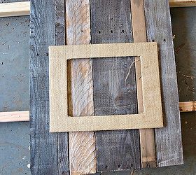 reclaimed wood and burlap picture frame, crafts, pallet, woodworking projects, Distress pallet wood and cut to size