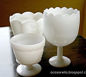 succulents in thrifted milk glass, flowers, gardening, home decor, repurposing upcycling, succulents, Start with milk glass preferably inexpensive thrifted milk glass
