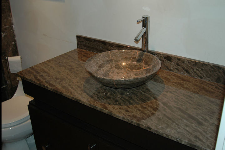 condo remodel i did that overlooks puget sound in seattle wa even better it is one, bathroom ideas, flooring, home decor, home improvement, home maintenance repairs, kitchen backsplash, kitchen design, plumbing, Marble vanity with raised sink vessel