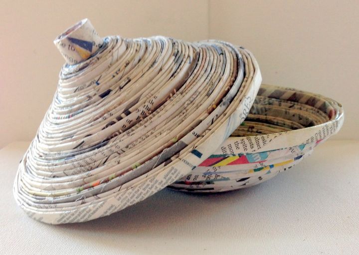tigela de jornal reciclado diy com tampa