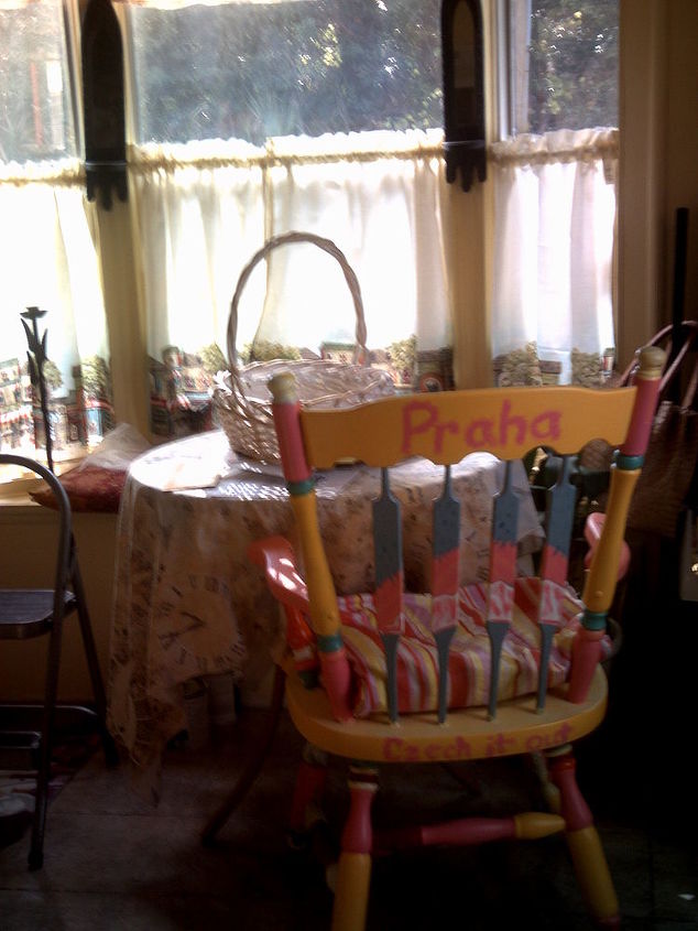 what a little paint can do my prague inspired kitchen, home decor, painting, For pop of color I started painting the chair