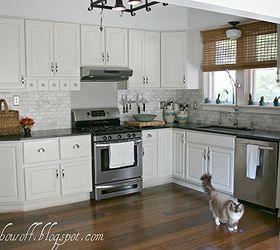 we re in the process of transforming our kitchen on a budget to fit our style we, home improvement, kitchen backsplash, kitchen design, kitchen island, Big difference from what we started with