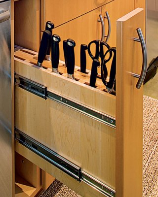 q favorite knife storage, kitchen design, storage ideas, custom pull out