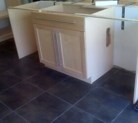 our kitchen remodel step by step, appliances, home improvement, kitchen design, kitchen island, plumbing, tiling, Island cabinets installed