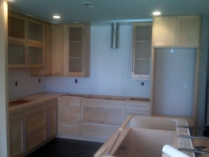 our kitchen remodel step by step, appliances, home improvement, kitchen design, kitchen island, plumbing, tiling, Cabinets Installed