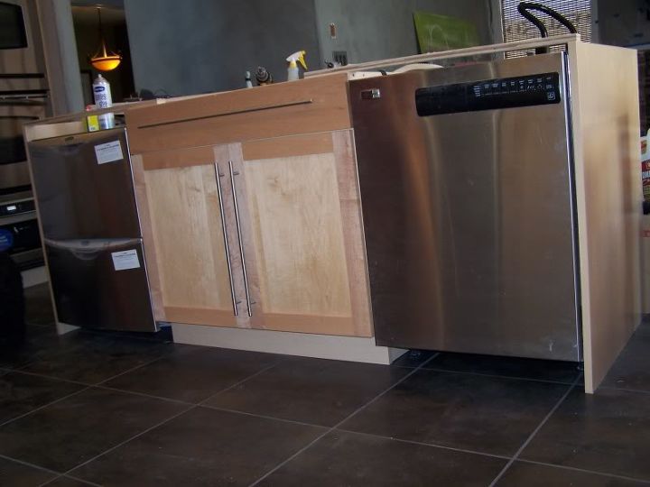 our kitchen remodel step by step, appliances, home improvement, kitchen design, kitchen island, plumbing, tiling, Island Dishwashers Installed we have now replaced 1 DW with a more useful mini fridge