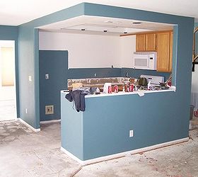 our kitchen remodel step by step, appliances, home improvement, kitchen design, kitchen island, plumbing, tiling, Ceiling was boxed in making it feel even smaller