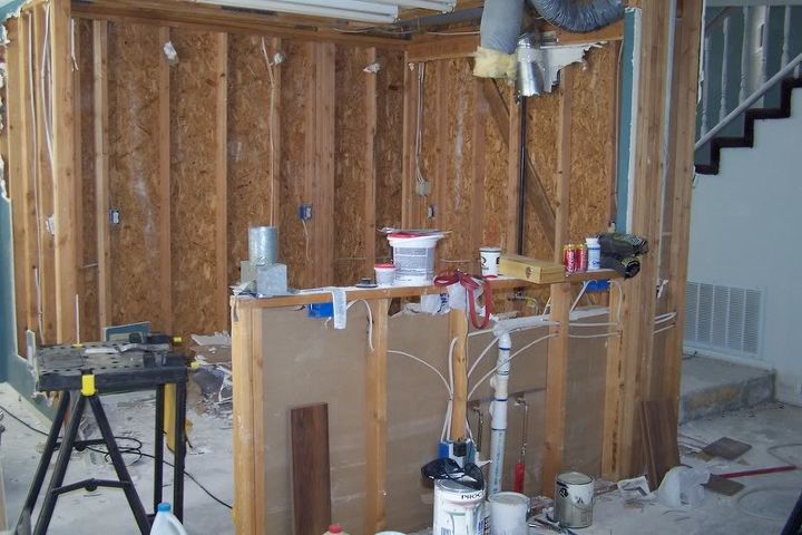 our kitchen remodel step by step, appliances, home improvement, kitchen design, kitchen island, plumbing, tiling, Striped to studs
