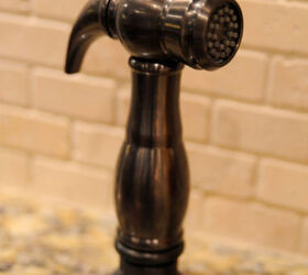 hey guys these are photos of my renovation for cbs better mornings atlanta shoot, home decor, isn t this the cutest sprayer ever son noticed it looked like a little hammer and goes quite well w the hammered copper sink