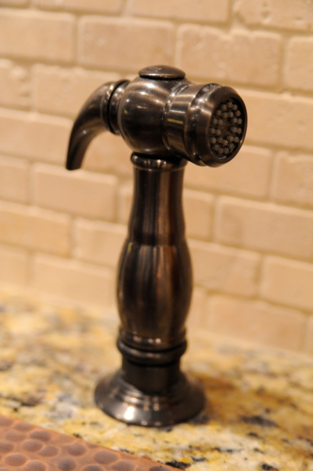hey guys these are photos of my renovation for cbs better mornings atlanta shoot, home decor, isn t this the cutest sprayer ever son noticed it looked like a little hammer and goes quite well w the hammered copper sink