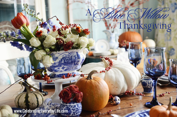 una mesa de accin de gracias blue willow, Una mesa de Acci n de Gracias en sauce azul