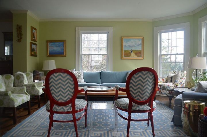 re upholstered red and blue chevron chairs, painted furniture, reupholster, and After