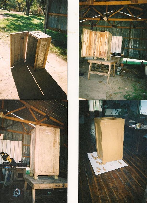 restored old horse tack trunk to liquor cabinet, painted furniture, woodworking projects, Before