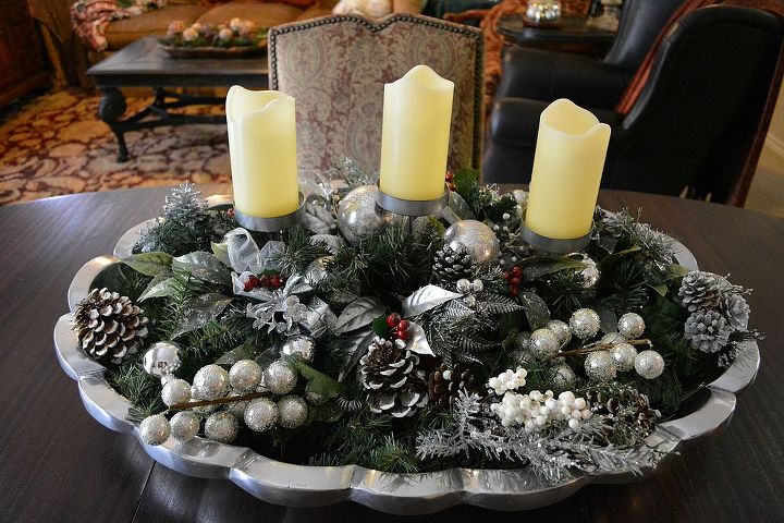 holiday home tour tis the season home tour, seasonal holiday d cor, A large but simple arrangement on my Dining table