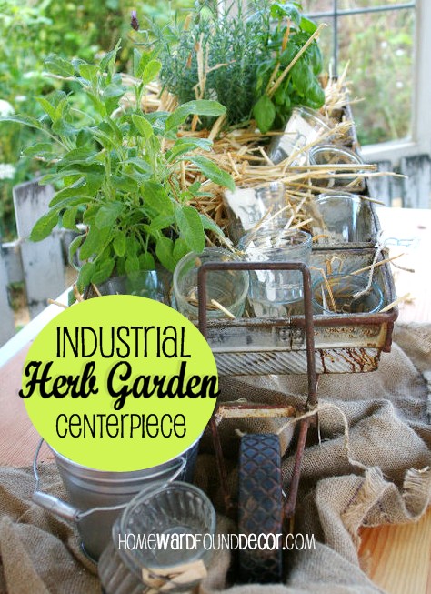 re using industrial bread pans, gardening, repurposing upcycling, An industrial metal bread pan combines with a small metal wheelbarrow frame to create a moveable herb garden