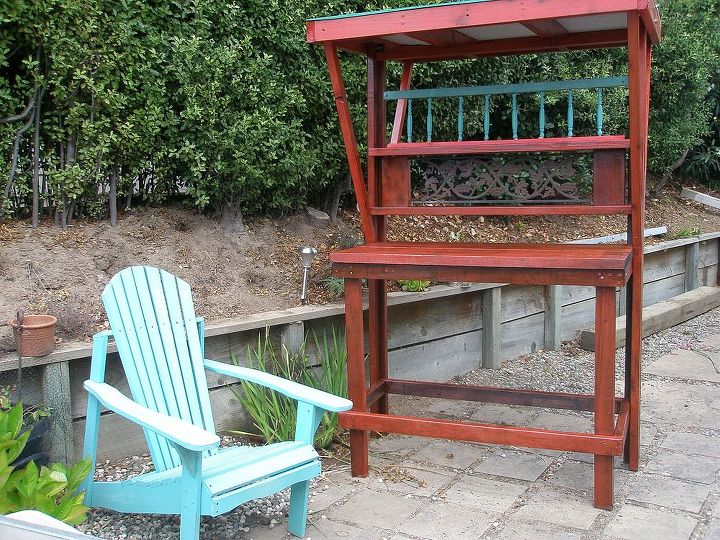 potting bench, gardening, The bench with chair spindle rail etc