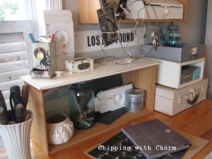 collected junk open office space, craft rooms, home decor, home office, shelving ideas, storage ideas