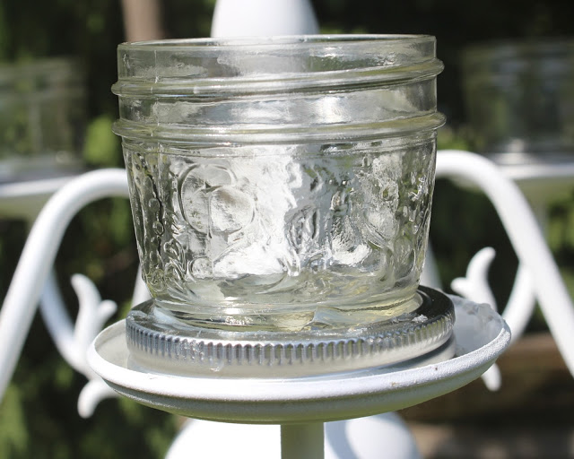 add some romance and atmosphere to your garden with a chandelier, gardening, outdoor living, The old wiring was removed and jam jars were siliconed onto the plates