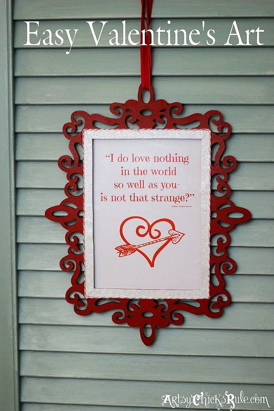 simple valentine s day craft gift or decor, chalk paint, crafts, painting, seasonal holiday decor, valentines day ideas, Super simple Valentine s Day gift or decor customize choose your own quote or photo I decided to hang mine from my Duck Egg Blue shutter
