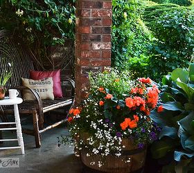 my beautiful blooming august garden that didn t die, flowers, gardening, outdoor living, This lush front door sitting area is the perfect summer escape