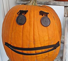 holiday halloween, curb appeal, decks, halloween decorations, seasonal holiday decor, Jack got his face from my sewing kit