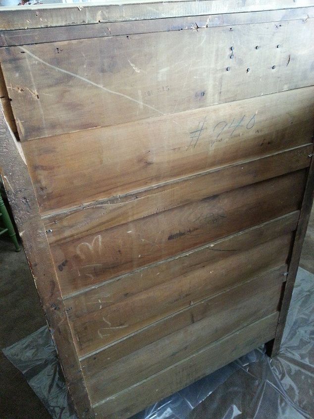 antique dresser upcycle, painted furniture, The back I washed with a thin layer of paint preserving any marks or numbers This preserves the wood for dating and history yet helps to present better I also lined the drawers with old sheet music
