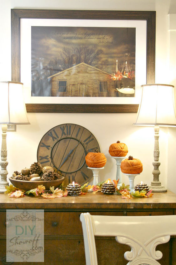decorating our mantel for fall, seasonal holiday decor, fall vignette
