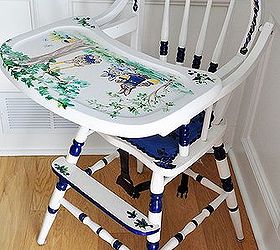 decorating the dining room, dining room ideas, home decor, a painted high chair sits in the corner