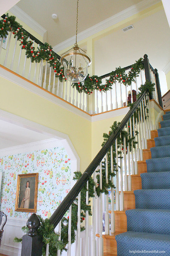 6 ways creative christmas decorating ideas for your home, christmas decorations, seasonal holiday decor, wreaths, I am immediately drawn to the felted Christmas ball garland draping the banister