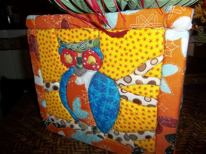 quilted styrofoam box fall centerpiece or a storage box tutorial, crafts, finished