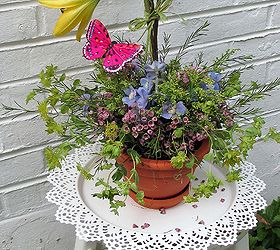 diy blooming topiary, container gardening, crafts, flowers, gardening, Enjoy your Blooming Topiary on your inside or outside dining table